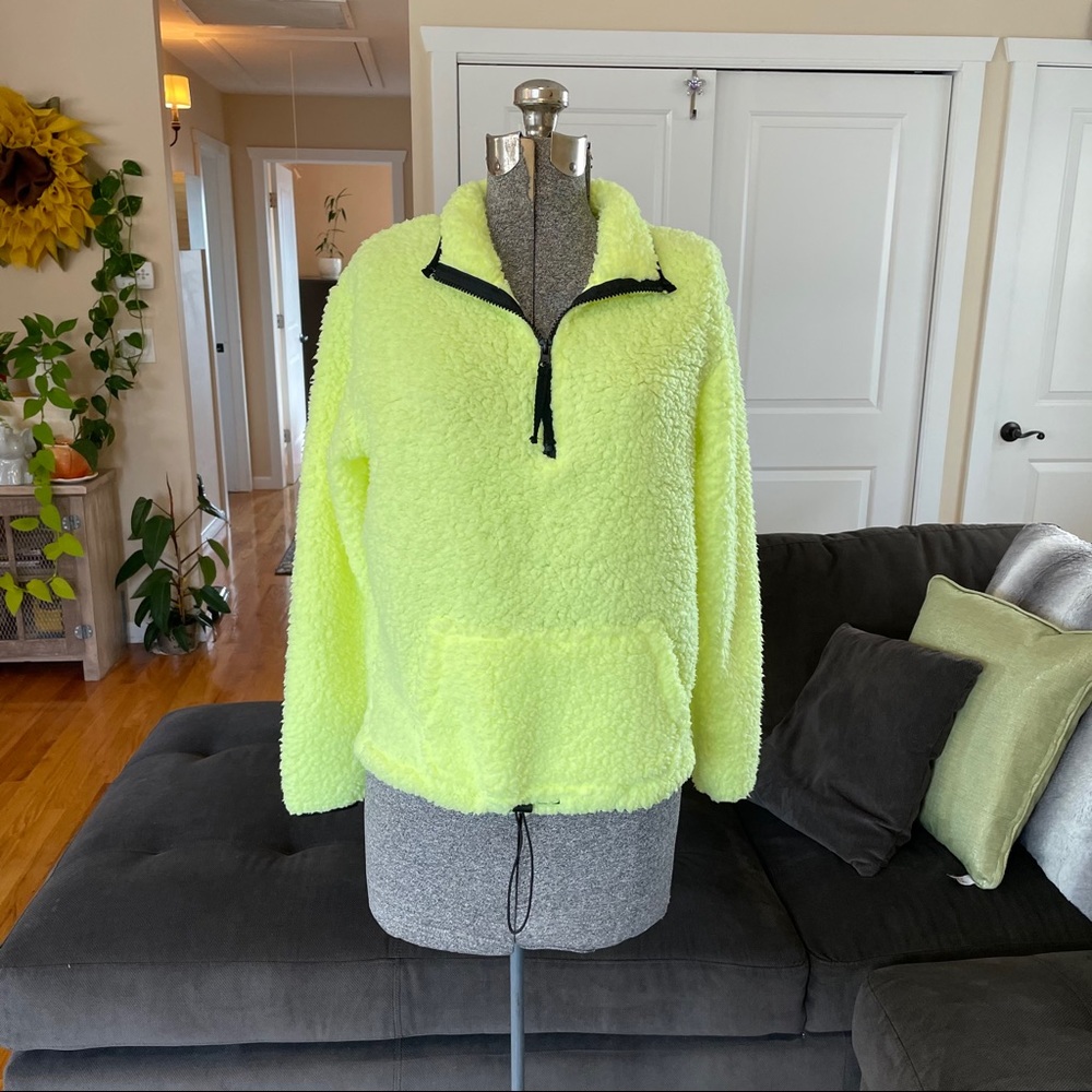Small medium neon highlighter, yellow super soft sherpa sweater